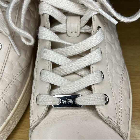 Coach Signature Monogram White Hightop Shoes - Picture 4 of 7